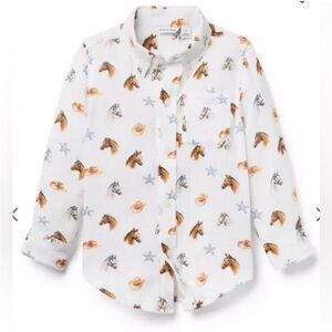 NWT- Janie and Jack Cowboy Horse Print White Shirt